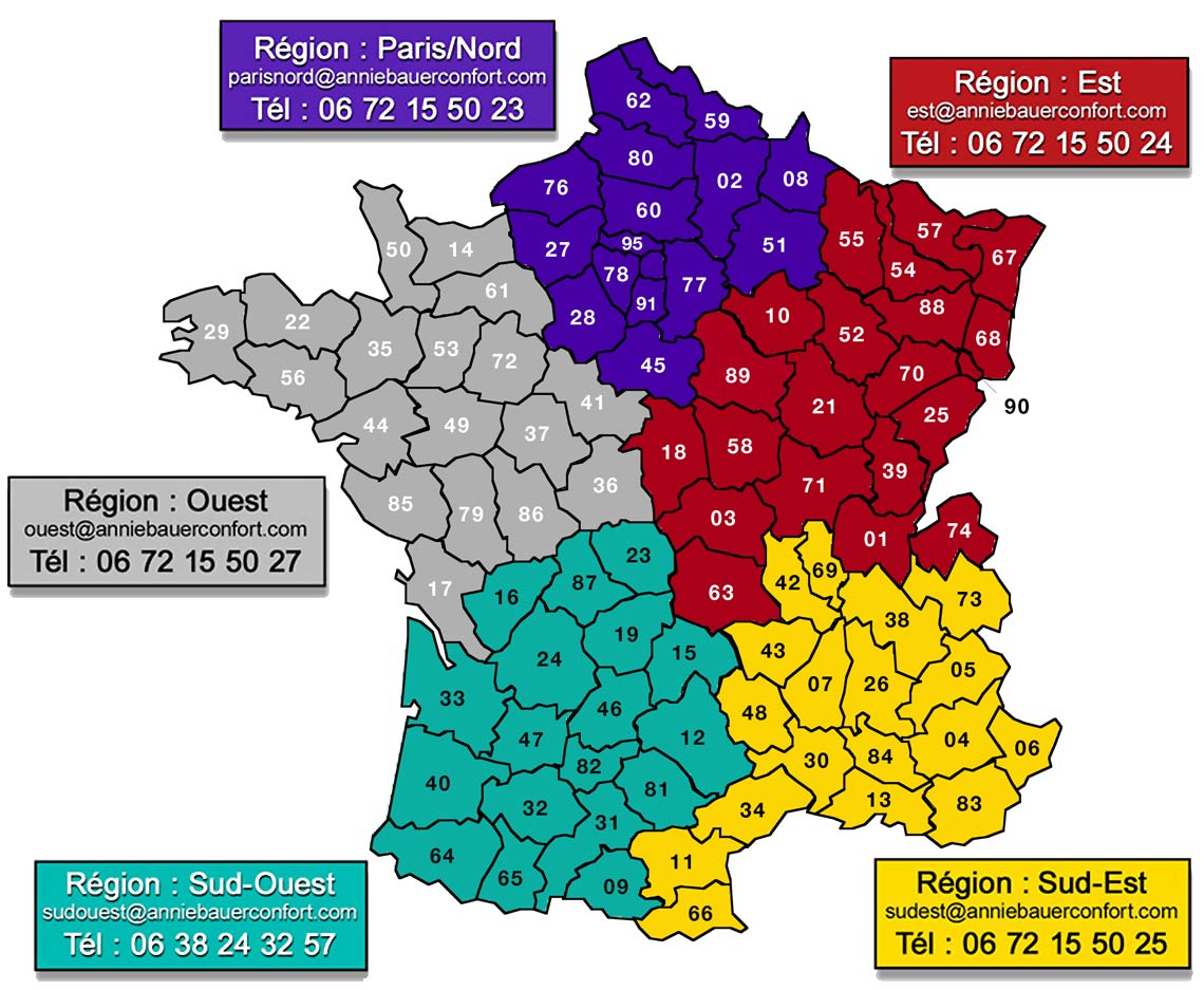 Carte de France des délégués commerciaux ABC